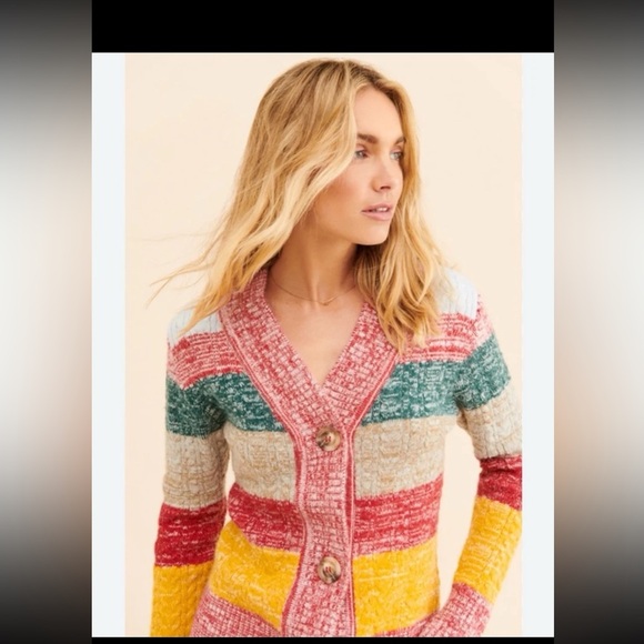 Glamorous Sweaters - GLAMOROUS DARK RED MULTI MELANGE CARDIGAN
Size US 8